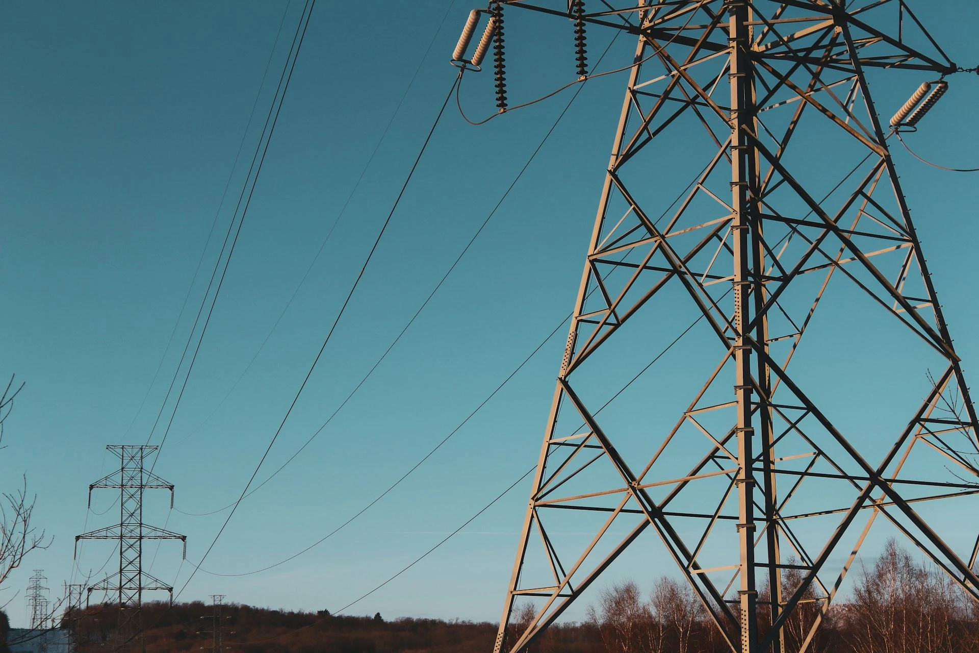 A photo of power transmission towers