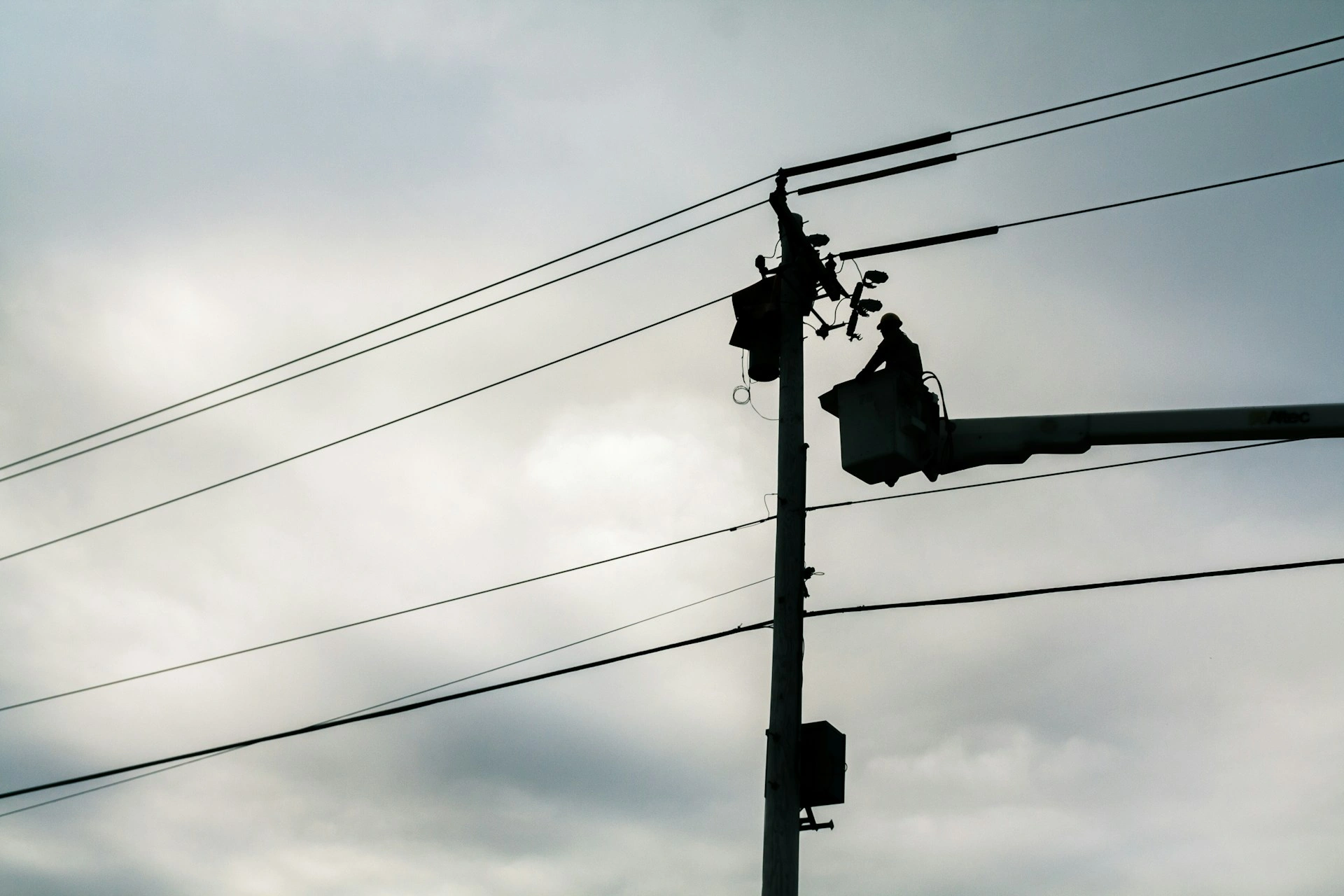Line man working on power line